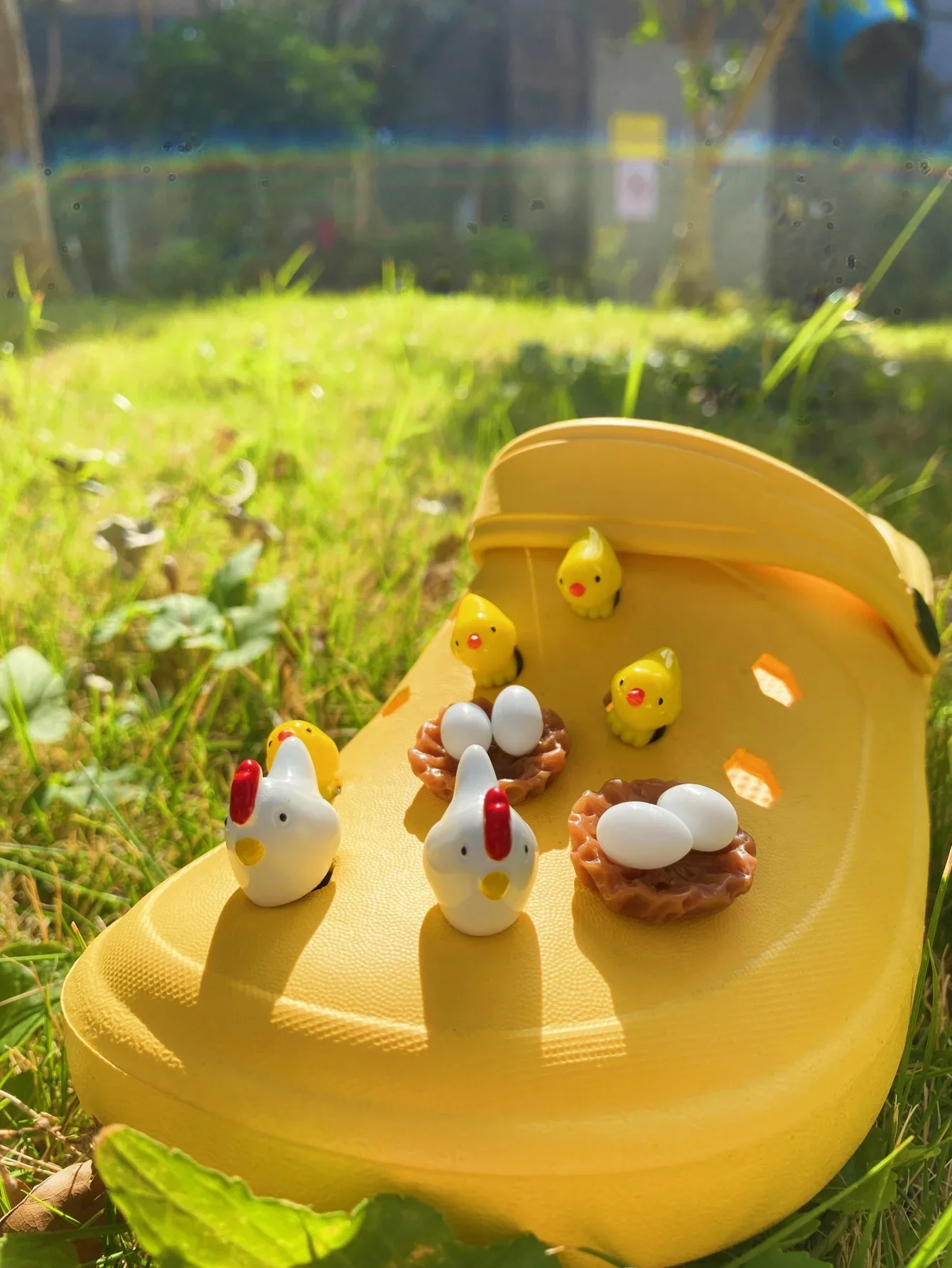 8 pièces pour sabots accessoires chaussure fleur dessin animé créatif 3D stéréoscopique poulet famille accessoires détachables décoratif bea