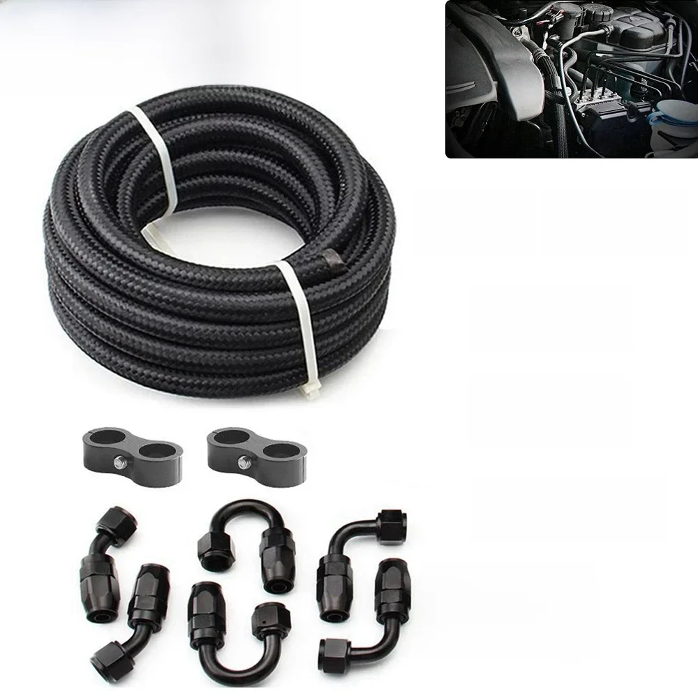 3M AN6/AN8/AN10 CPE Olie Brandstof Fittingen Slanguiteinde 0 + 45 + 90 + 180 Graden Olie Adapter Kit AN6 Gevlochten Olie Brandstofslang Lijn Met Klemmen - afbeelding 2
