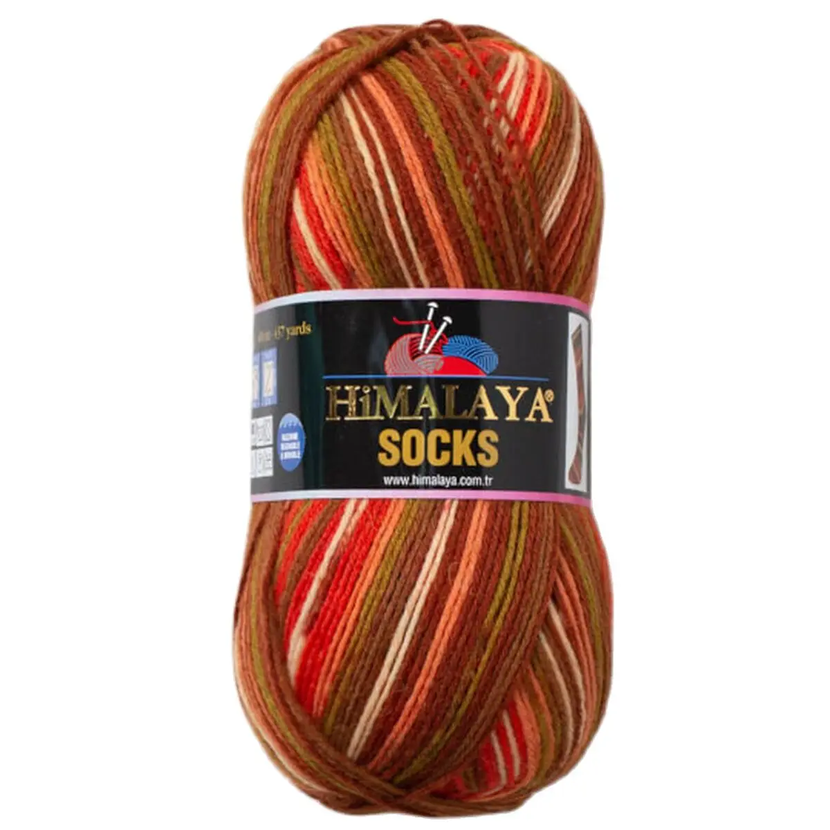 HIMALAYA EBRULI SOCKS HAND KNITTING YARN 75% Superwash Wool 25% Nylon 400 Mt. 100 Gr. Feel Your Feet Warm 5 PCS