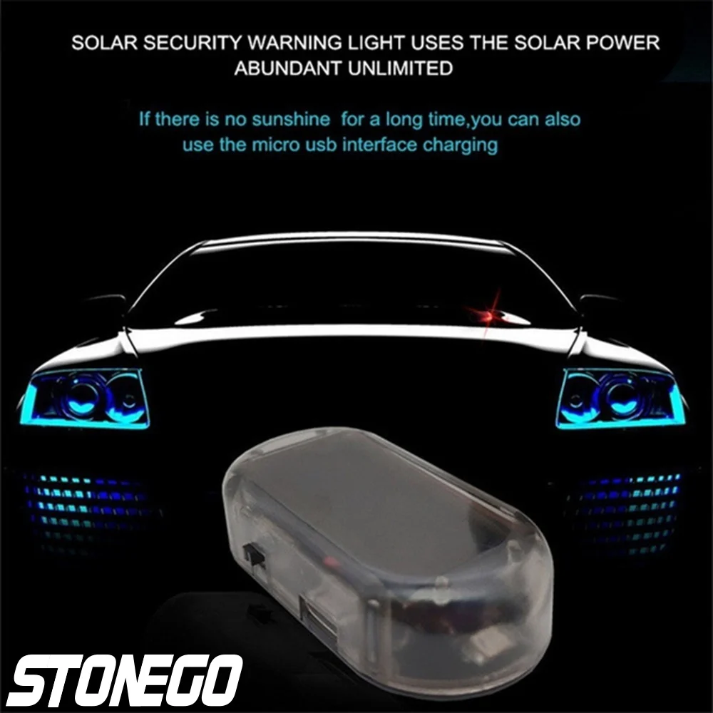 STONEGO Solar Power Car Security Alarm LED Light Anti-Theft Warning Flash Blinking Fake Car Led Light Flash Blinking Lamp