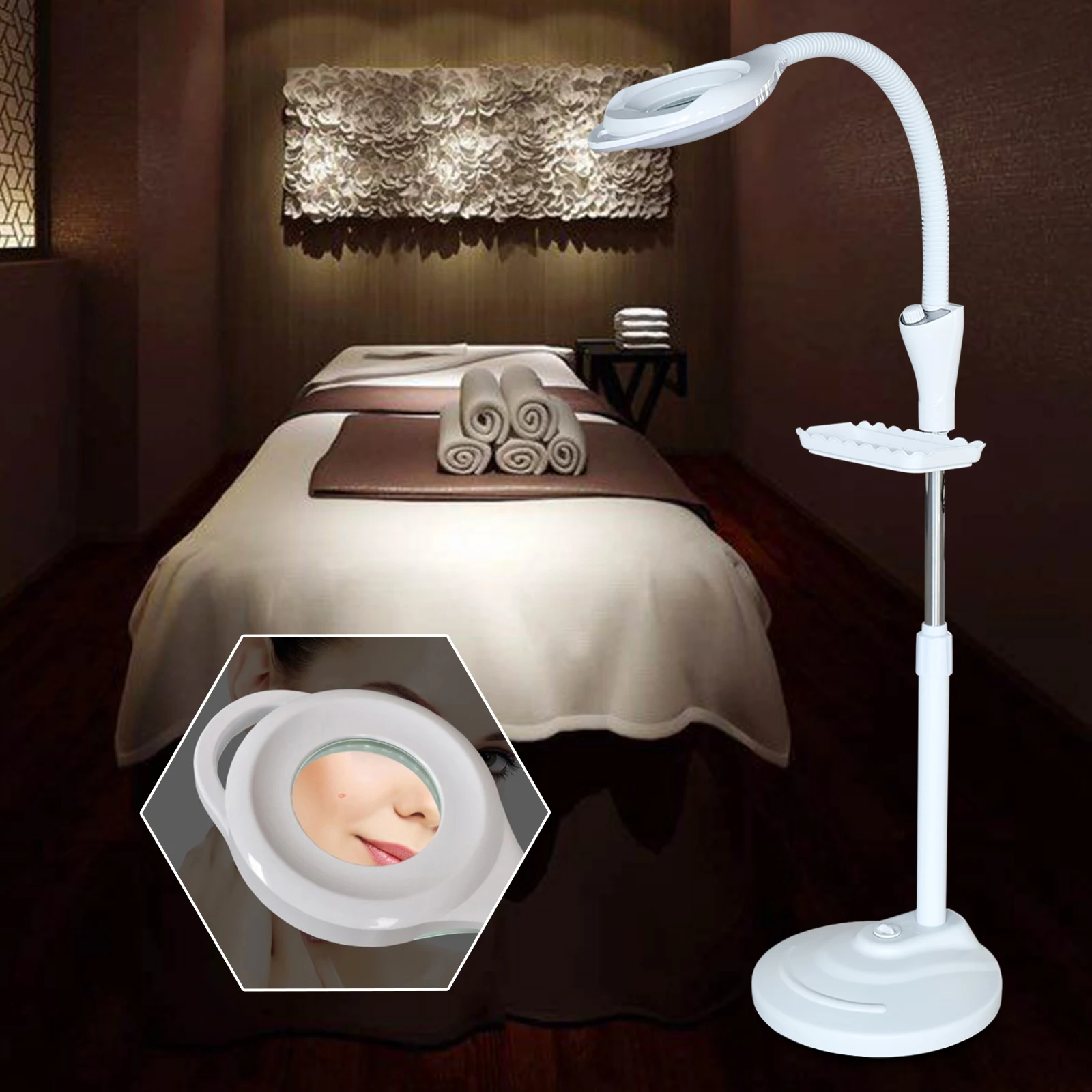 

16X LED Floor Stand Facial Magnifying Salon Beauty Light Magnifier Lamp Adjust Aluminum Lamp Plate + Imported LED Lamp Bead