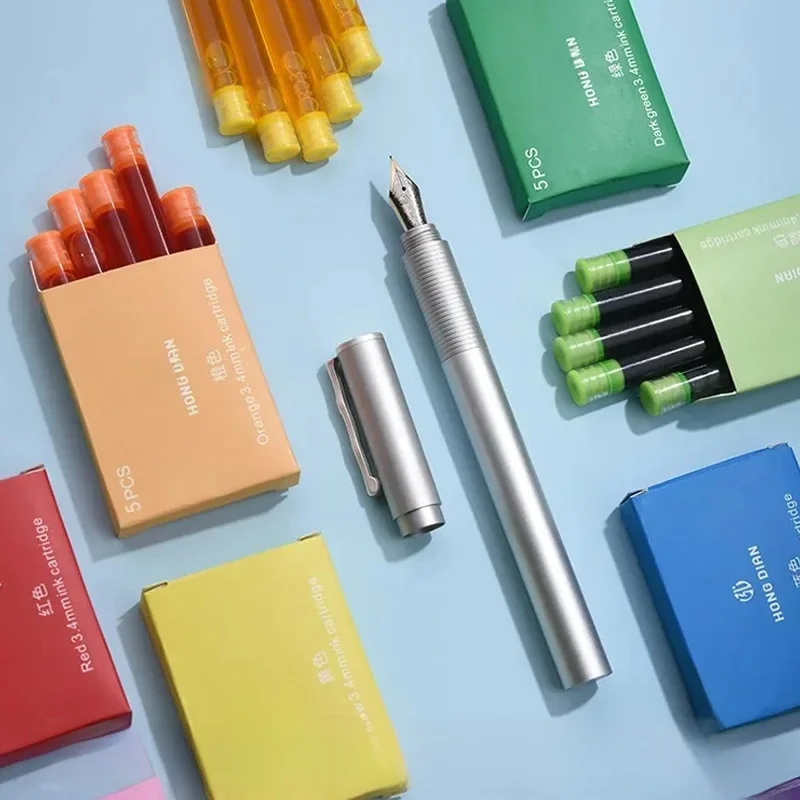 HONGDIAN 5/10/15 pièces 3.4mm cartouche d'encre couleur recharge stylo plume encre bureau école papeterie fournitures d'encre fournitures d'écriture