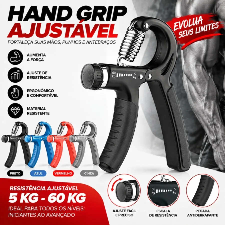 Hand Grip Profissional Ajuste Peso C/ Contador At 60 Kg