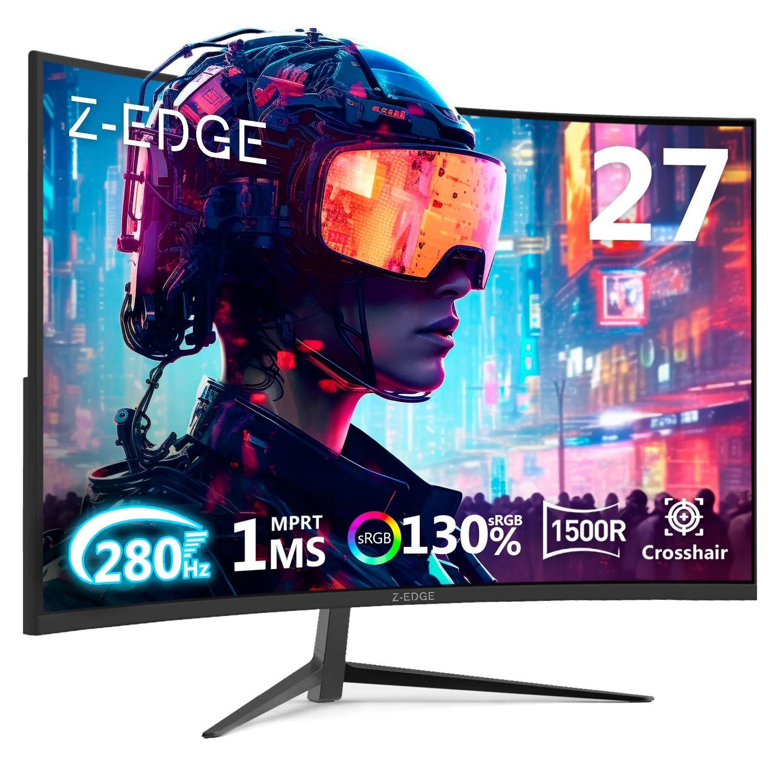 Monitor curvo para juegos Z-EDGE de 27 pulgadas y 280 Hz, diseño de marco ultrafino, monitor LED Full HD de 1920 x 1080, 1 ms MPRT