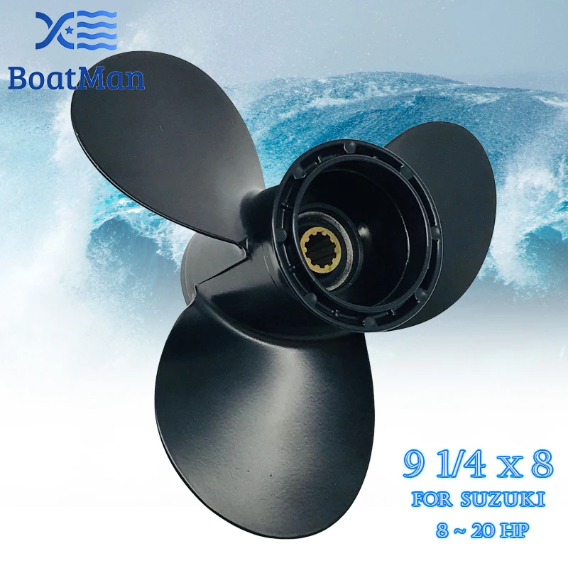 Boat Propeller 9 1/4x8 For Suzuki Outboard Motor 8HP 9.9HP 15HP 20HP  Aluminum 10 Tooth Spline 58100-90L40-019  Engine Part