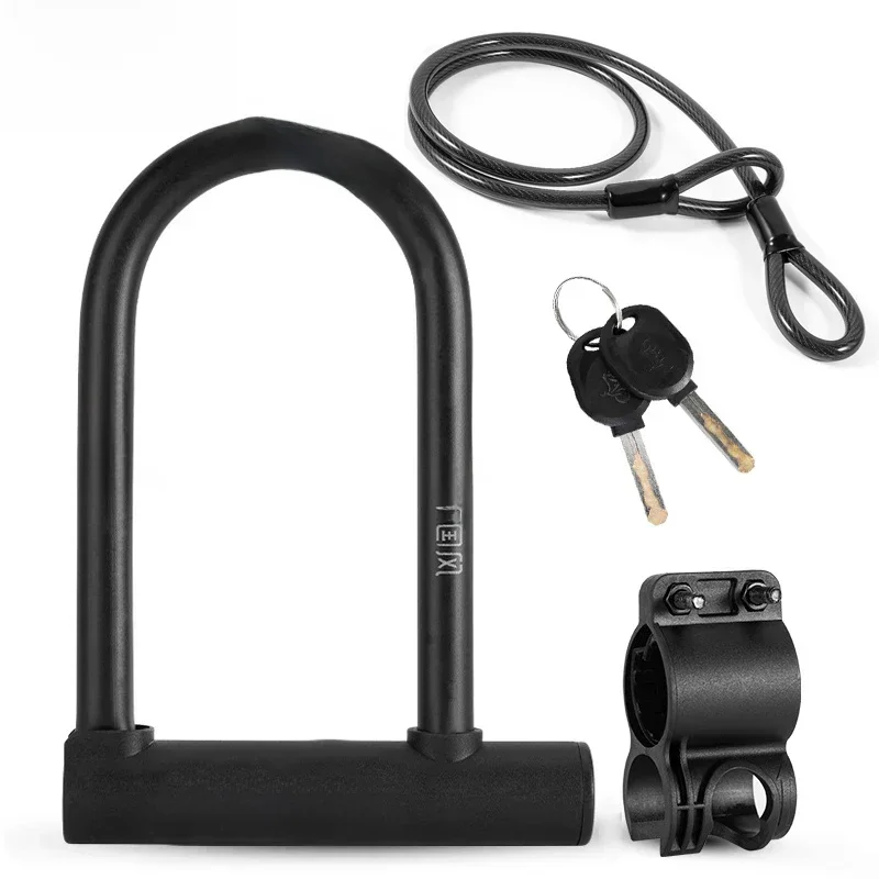 AliExpress ROCKBROS Chinese Style Bicycle Locks U Shape Electric Scooter Padlock Anti-theft Bike Lock Cable Set