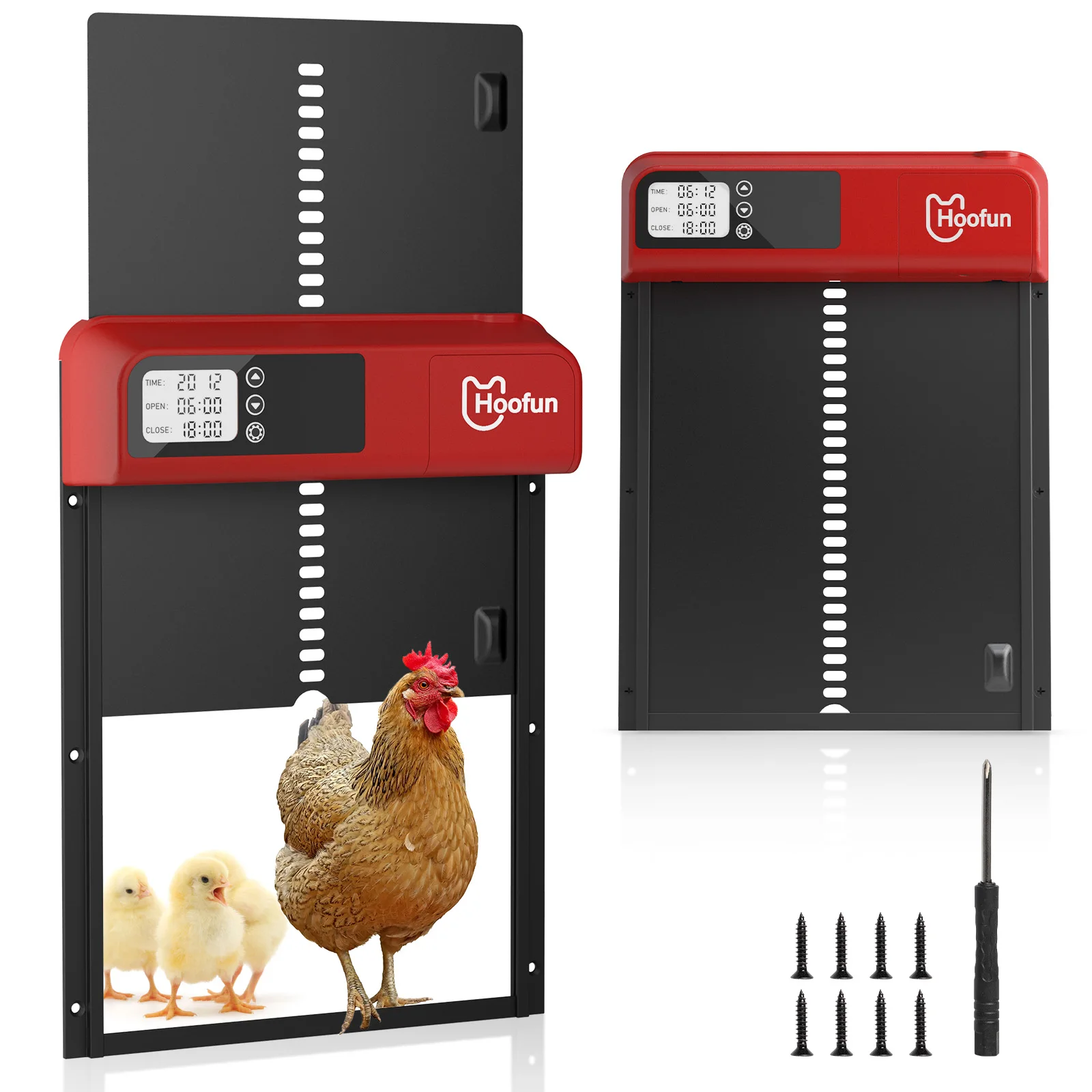 Timer Automatic Chicken Coop Door Aluminum ABS Intelligent Anti-Pinch Induction IPX3 Waterproof Electric Poultry Gate for Farm