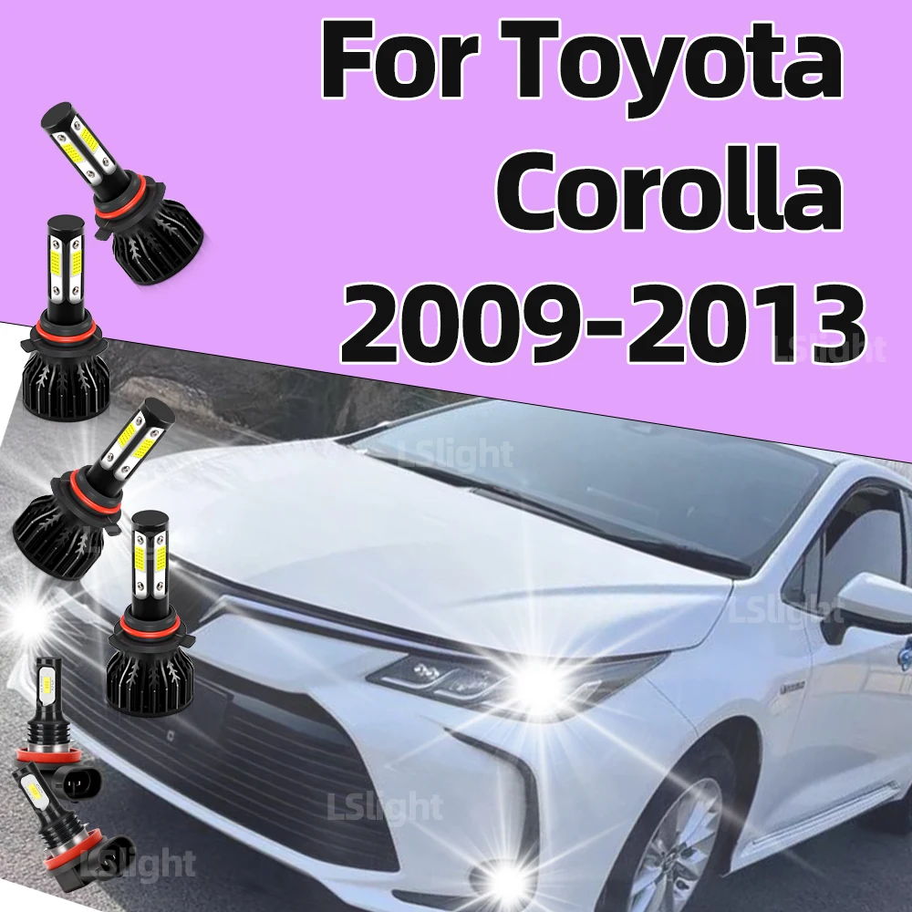 

2/6x Four-Sided LED Headlight 20000LM High Low Beam Head Lamps 6000K 12V Fog Lights For Toyota Corolla 2009-2013 2010 2011 2012