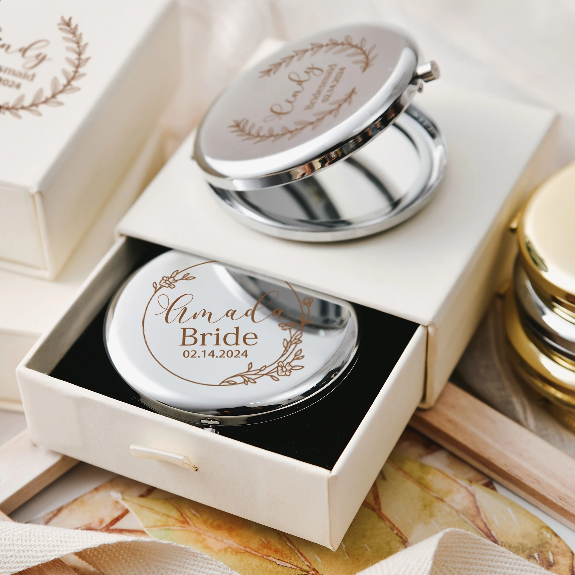 Personalized Laser Engraved Compact Makeup Mirror, Custom Name Pocket Mirror, Ideal Holiday & Birthday Gift for Women image 6