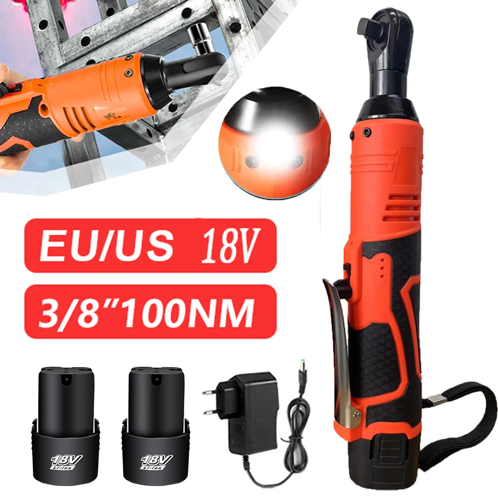 Clé à cliquet électrique sans fil 18V à angle droit 45 Nm 3/8 pouce pour démontage d'écrous et entretien automobile