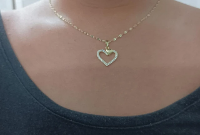Trendy Heart Stainless Steel Zirconia Necklaces For Women Girls Love Gold Color Metal Necklace Party Birthday Daily Jewelry photo review