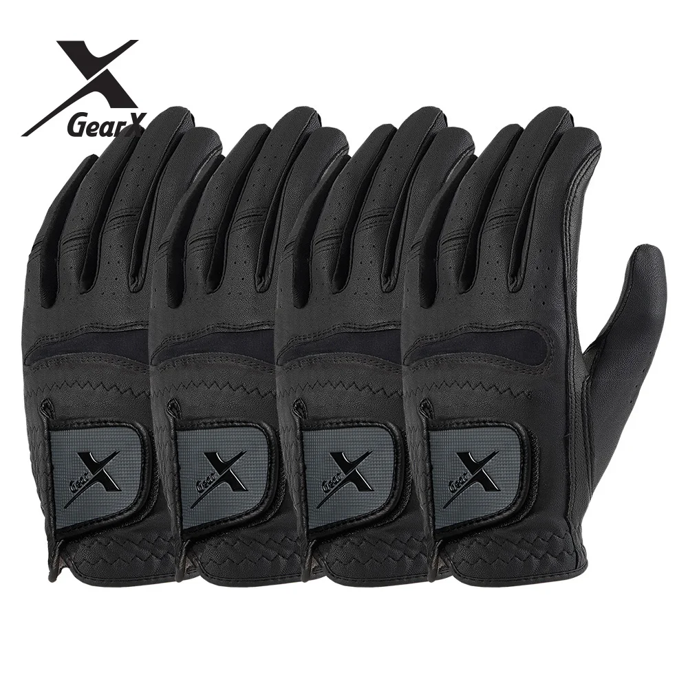 Gear X golf gloves half-skin Men's left hand wear black 4