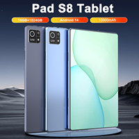 2025 New Pad S8 Tablet Qualcomm Snapdragon8 Gen2 Android14 10000mAh 16GB RAM 1TB ROM 10.1 Inch Android Tablet Movies Games Paint