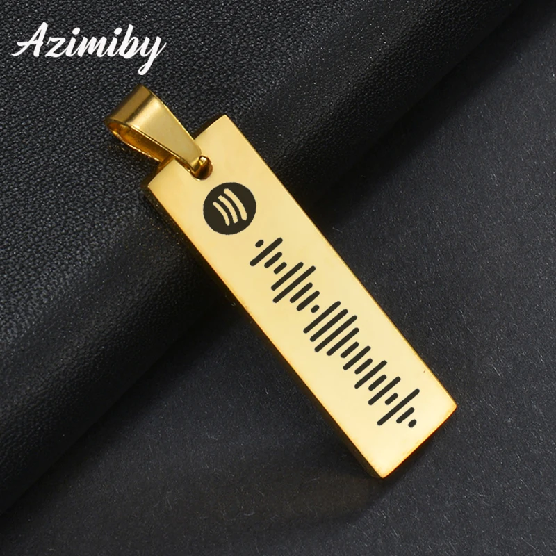 Azimiby Personalized Name ID Bar Necklace For Women Men Custom Message Text Square Pendant Cuban Chain Pendant DIY Jewelry Gifts