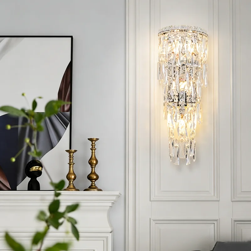 Lampada da Parete LED di Lusso in Cristallo K9 Applique Moderna per Interni Lampada Decorativa per Camera da Letto Soggiorno Corridoio Hotel Villa