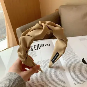 女性の女の子のためのファッションヘアフープヘアバンドフラワーソリッドカラーヘッドバンドデザイナーワイドヘアバンドヘアアクセサリーヘッドウェア 6ベストセールスエクストラワイドヘッドバンド-3