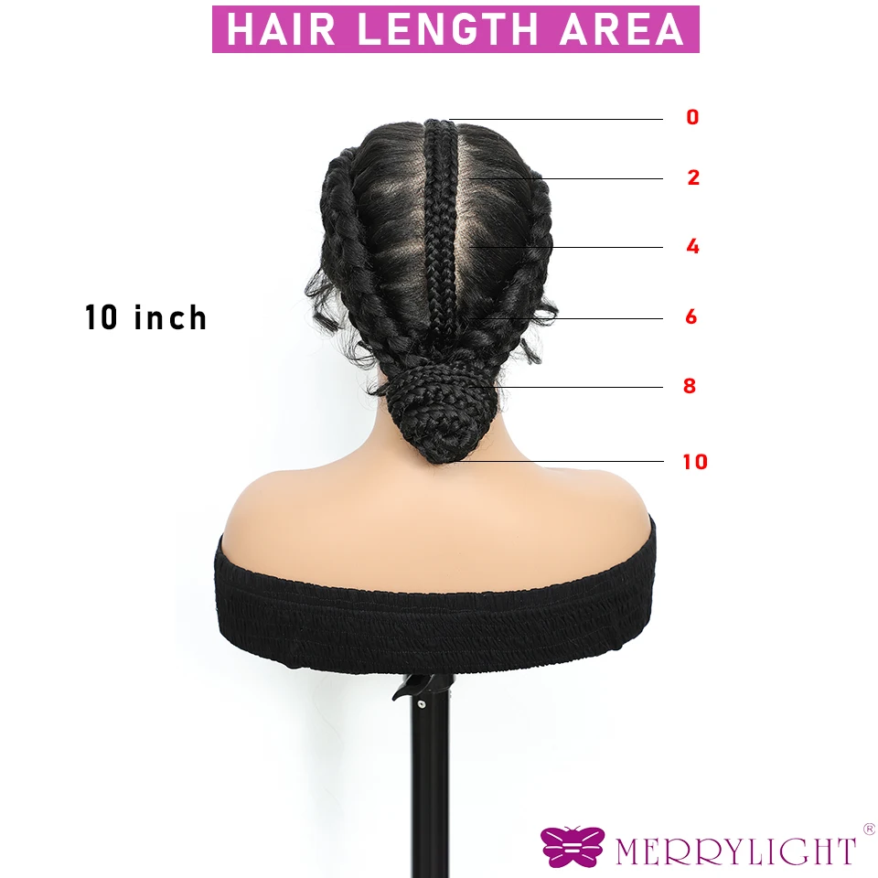 10 بوصة الاصطناعية الدانتيل الكامل اليدوية Knotless الضفائر كعكة ذيل حصان منخفضة يمكن اكتشفها Knotless الضفائر الباروكات للنساء السود