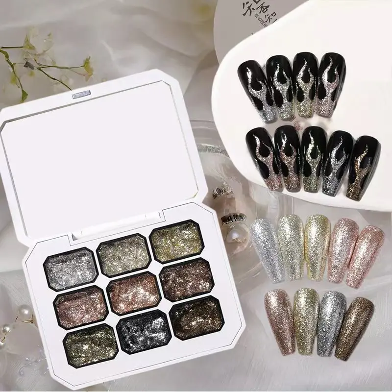 

9-color retro silver and gold high-density platinum nail polish, no-rinse solid gel nail polish, UV nail gel, DIY nail art charm
