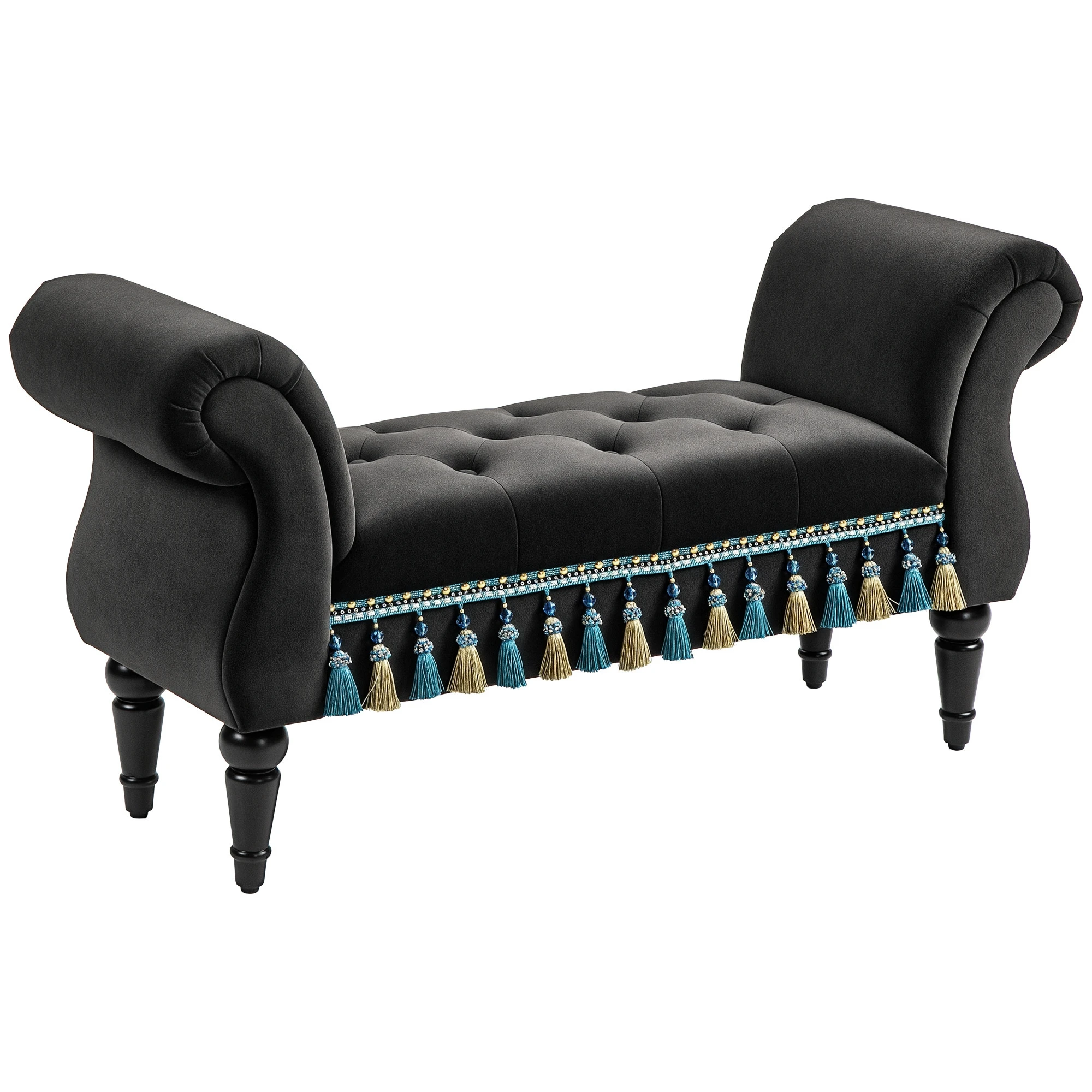 Banquette rembourrée, siège, design vintage, jusqu'à 150 kg, 117 x 40 x 58 cm, gris foncé