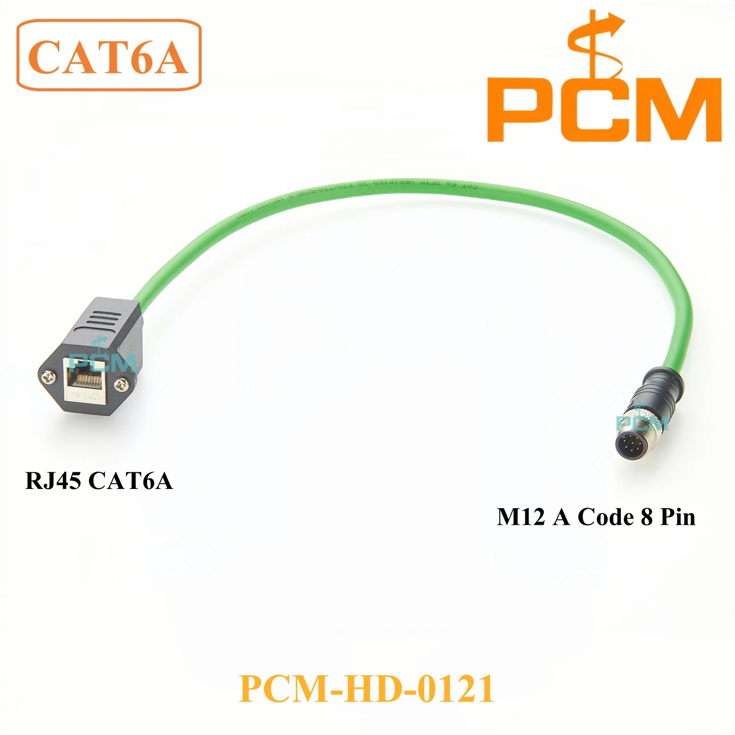 RJ45 to M12 Screw Lock Panel Mount Cable CAT6A RJ45 Jack to M12 8-pin A-code Plug Shielded Ethernet Cable
