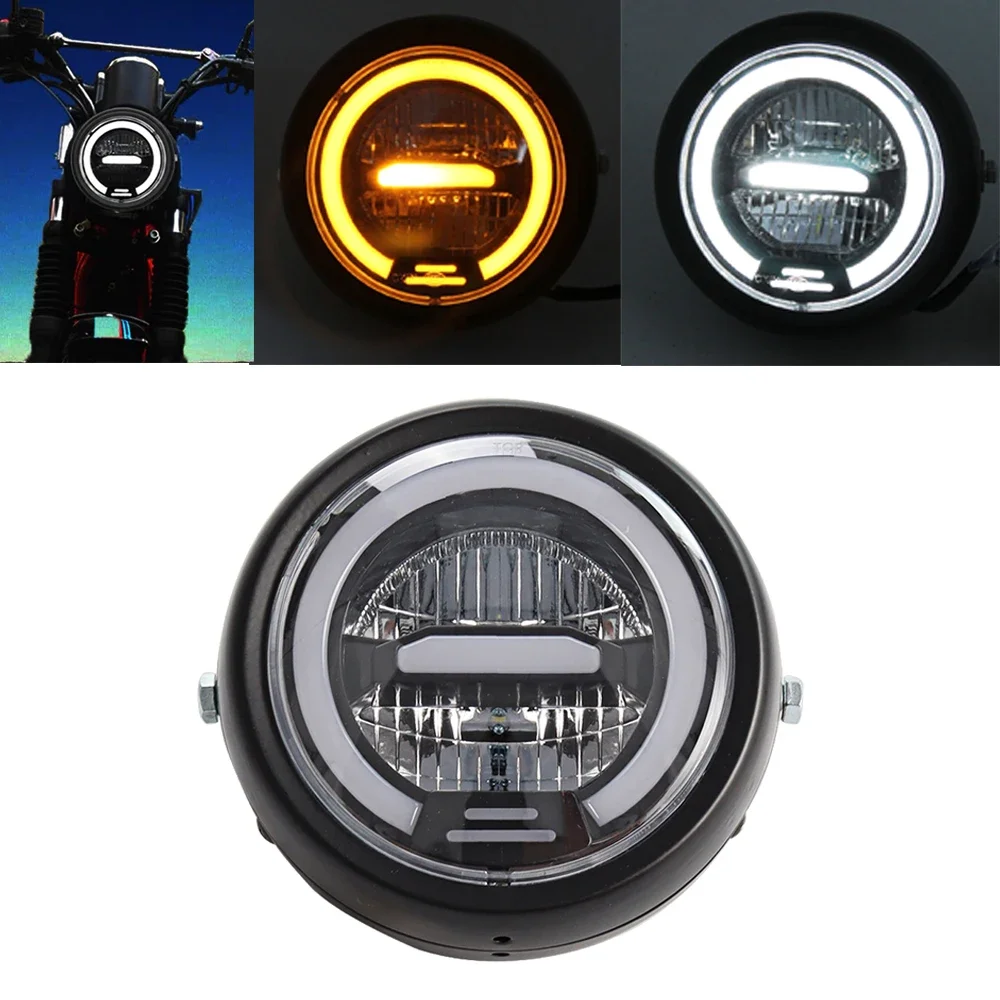 Phare Led universel pour motos, 6 pouces, rond, pour Harley Sportster, café Racer, Honda, Yamaha, Suzuki, personnalisé