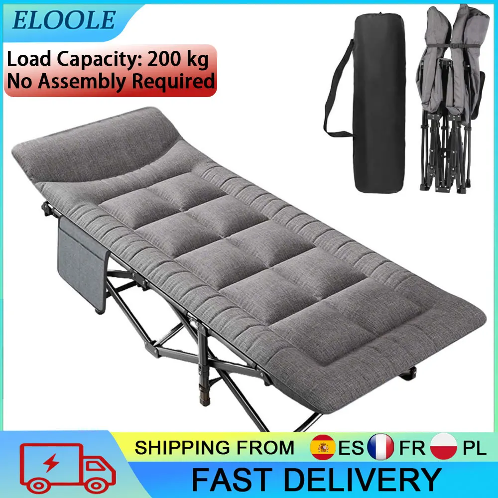 Cama Plegable para Camping con Almohada Integrada, Sin Necesidad de Ensamblaje, Capacidad de Carga de 200 kg, Cama Plegable Portátil para Acampar al Aire Libre