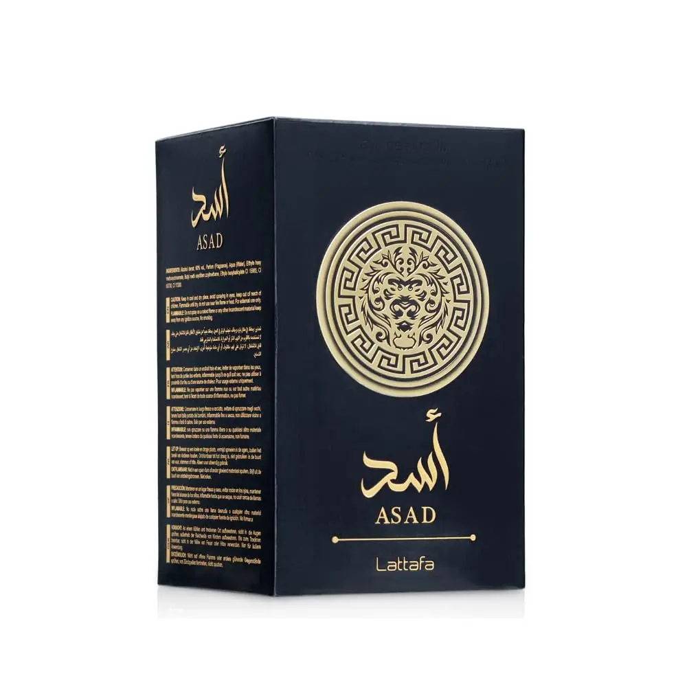 Lattafa asad Eau de Parfum สำหรับผู้ชาย & ผู้หญิง | น้ำหอม Arabian ติดทนนาน | 3.4ออนซ์/100มล. | สินค้าพร้อมส่ง