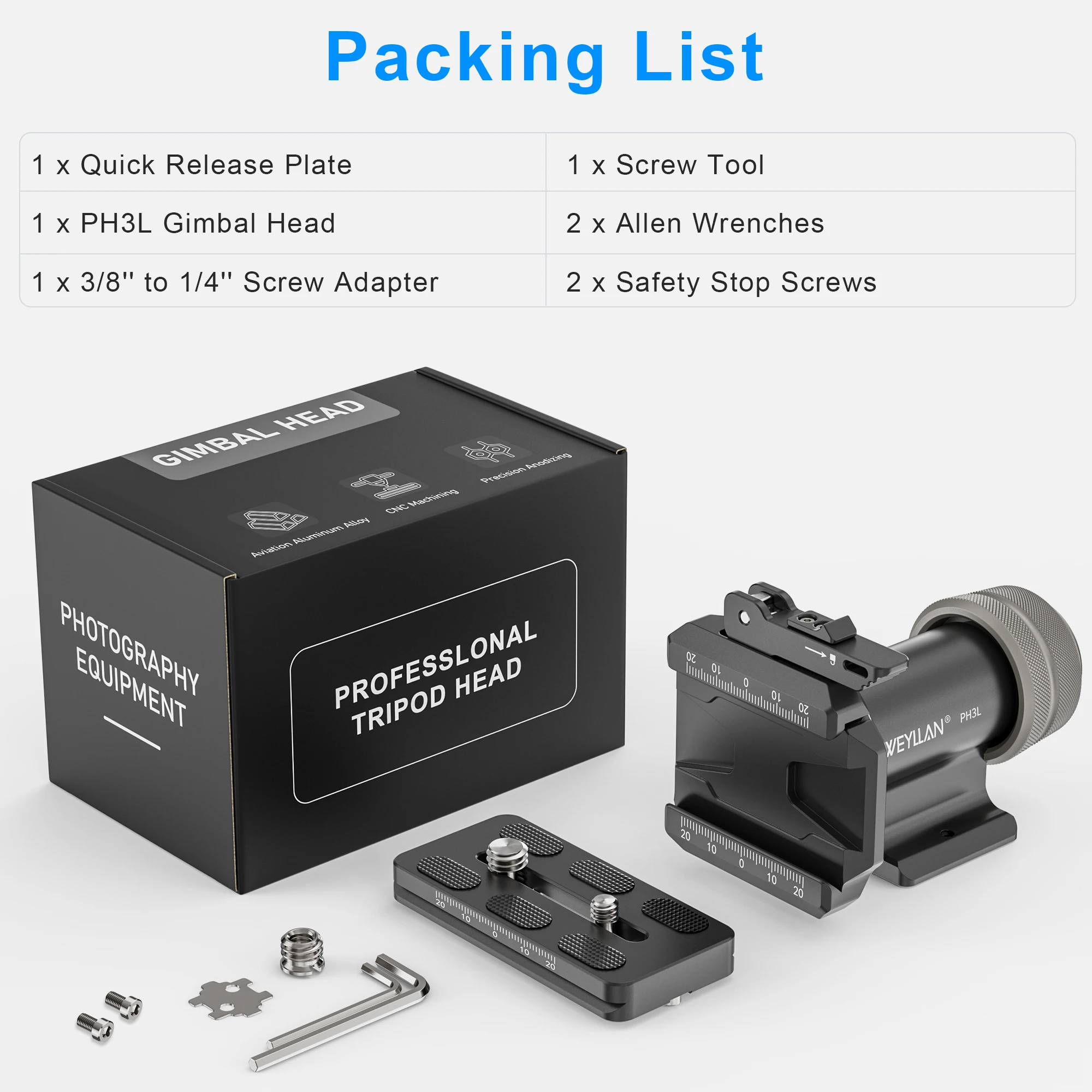 WEYLLAN PH3 MonoGimbal-Kopf Seitlicher Sattelgimbal Neigungskopf mit Arca Swiss Schnellwechselplatte für Stativ Einbeinstativ Kamera Teleobjektiv – Detail 10