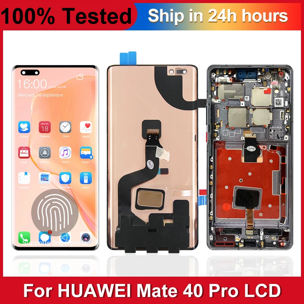 Wymiana wyświetlacza AMOLED 6,76 cala dla Huawei Mate 40 Pro, części naprawcze Digitizer z pełnym ekranem dotykowym LCD z ramką, nowość.