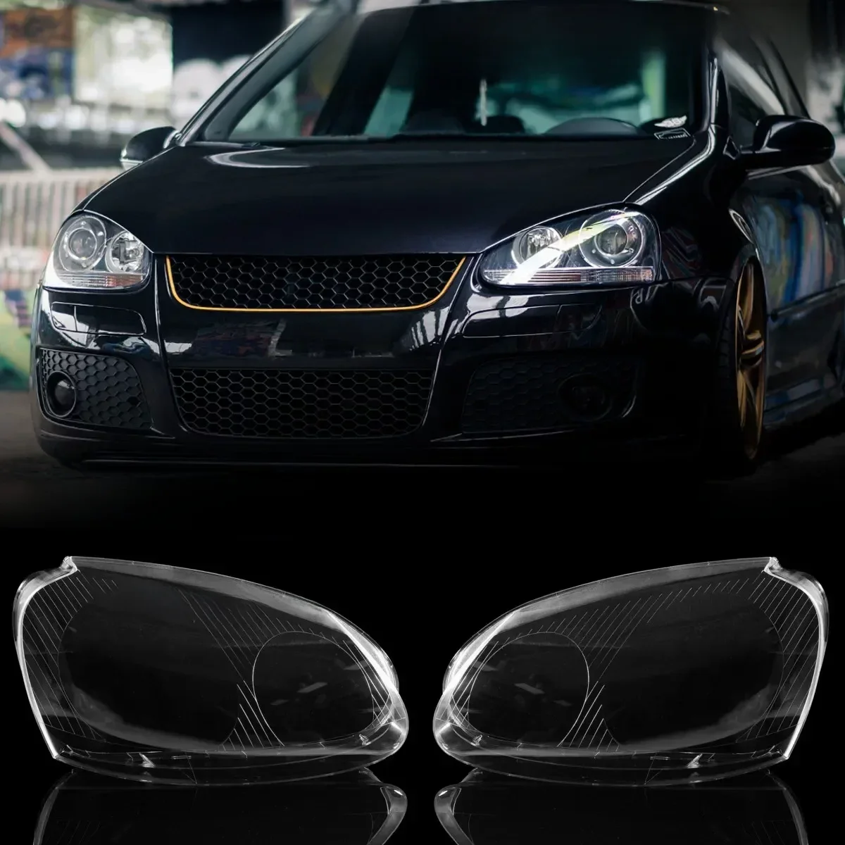 Para przednich reflektorów Osłona soczewki Osłona lampy Przezroczysty klosz do Volkswagen Golf 5 MK5 Jetta Rabbit 2005-2009 — zdjęcie 2