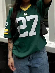 Summer Women's Tshirt No. 27 Couple Tee Breathable Football Jersey High Quanlity Tops Oversized Casual V-neck Tshirt Streetwear