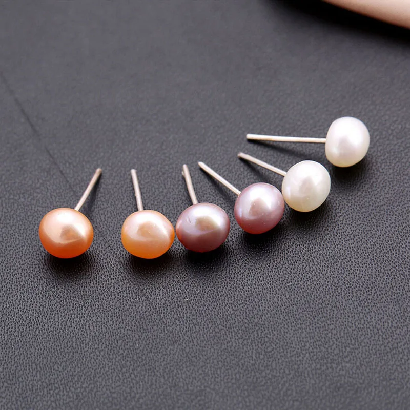 Wholesale 100 Pairs of 5-6mm Natural Fresh Water Button Pearl Stud Earring