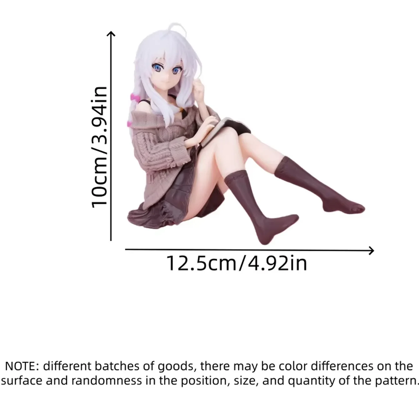 Wandering Witch Elaina Sammelfigur aus PVC-Material, Kompakte Sitzende Pose, Anime-Charakter-Statue, Schreibtischdekoration & für Fans