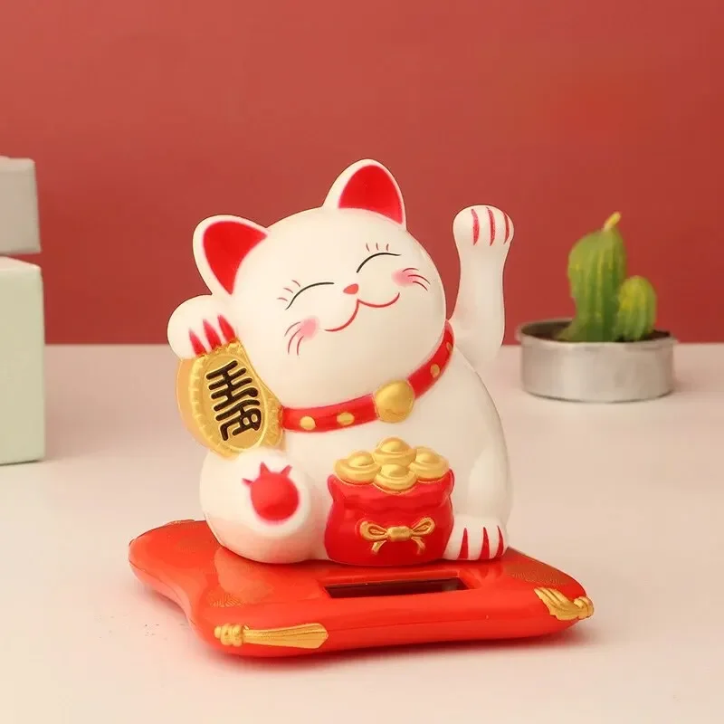 Lucky Beckoning Cat Solar, Ondulation de la richesse, Bonne fortune, Ornements pour la maison, le bureau, et C, 1Pc, 62