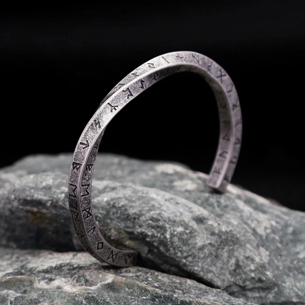 Neue Vintage 316L Edelstahl Mobius Armreifen Für Männer Mode Nordic Vikings Brief Armbänder Partei Schmuck Geschenke Großhandel