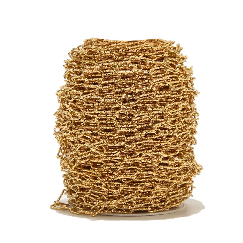 1M 7Mm Rvs Gold Paperclip Kettingen Geweven Glad Zware Chic Ovale Rolo Chain Fit Voor Sieraden Maken levert