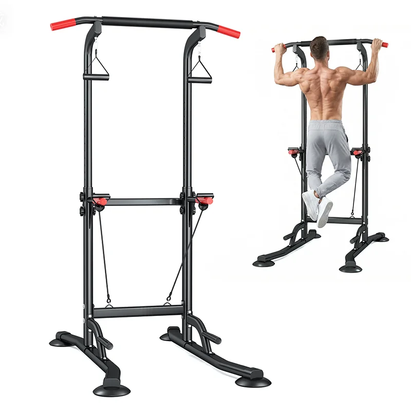 Multifunctionele bodybuilding-set met trekstang, pompstangen en elastische banden - ideaal voor thuisgebruik.