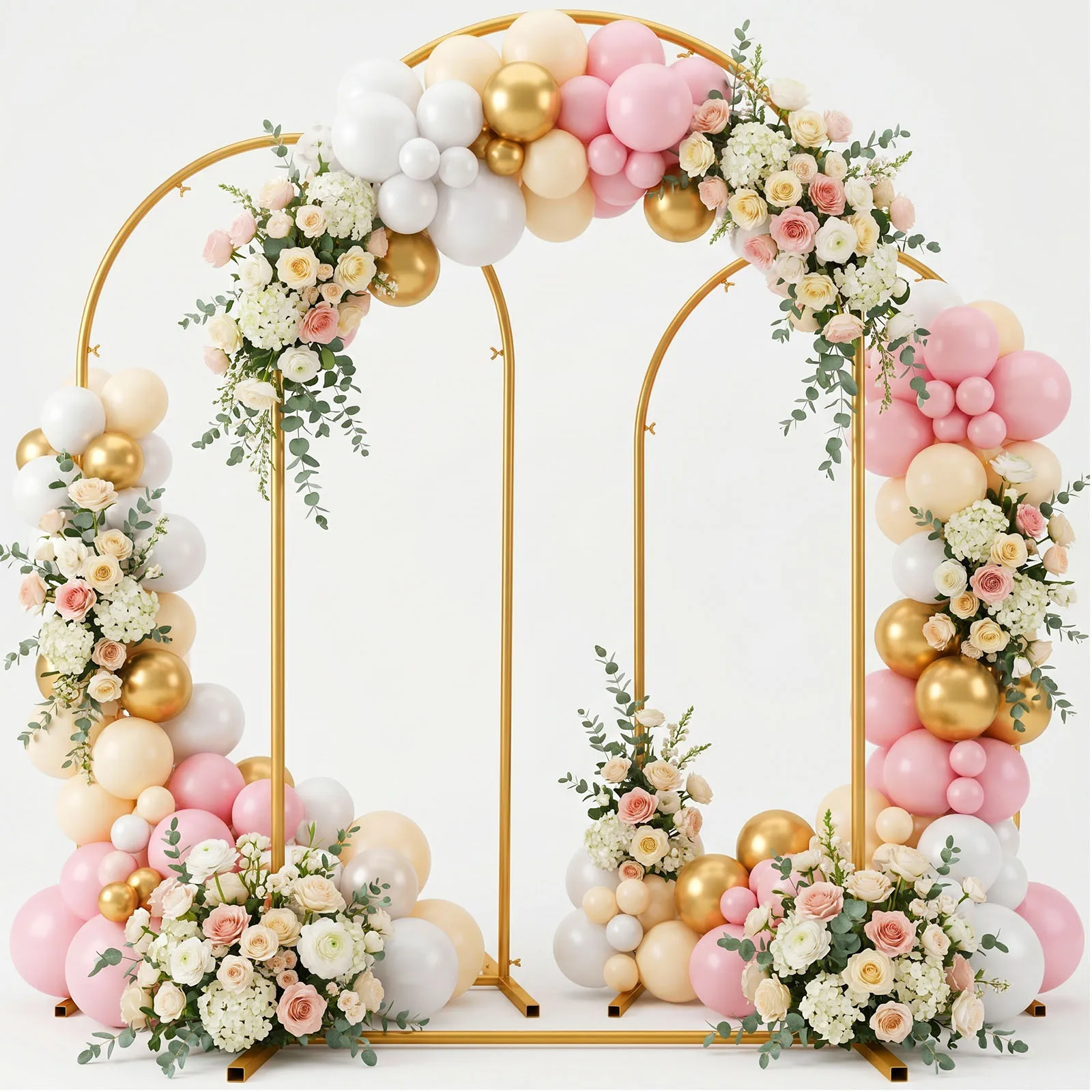 Lot de 3 supports de décoration de fond en métal, arche de mariage polyvalente, cadre d'arche pour fleurs et plantes, arche carrée en métal pour fête d'anniversaire, jardin, Noël