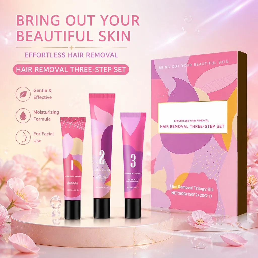 Crème dépilatoire douce pour le visage féminin, convient aux poils épais, fins et rebelles sur le menton, les lèvres supérieures et les tempes