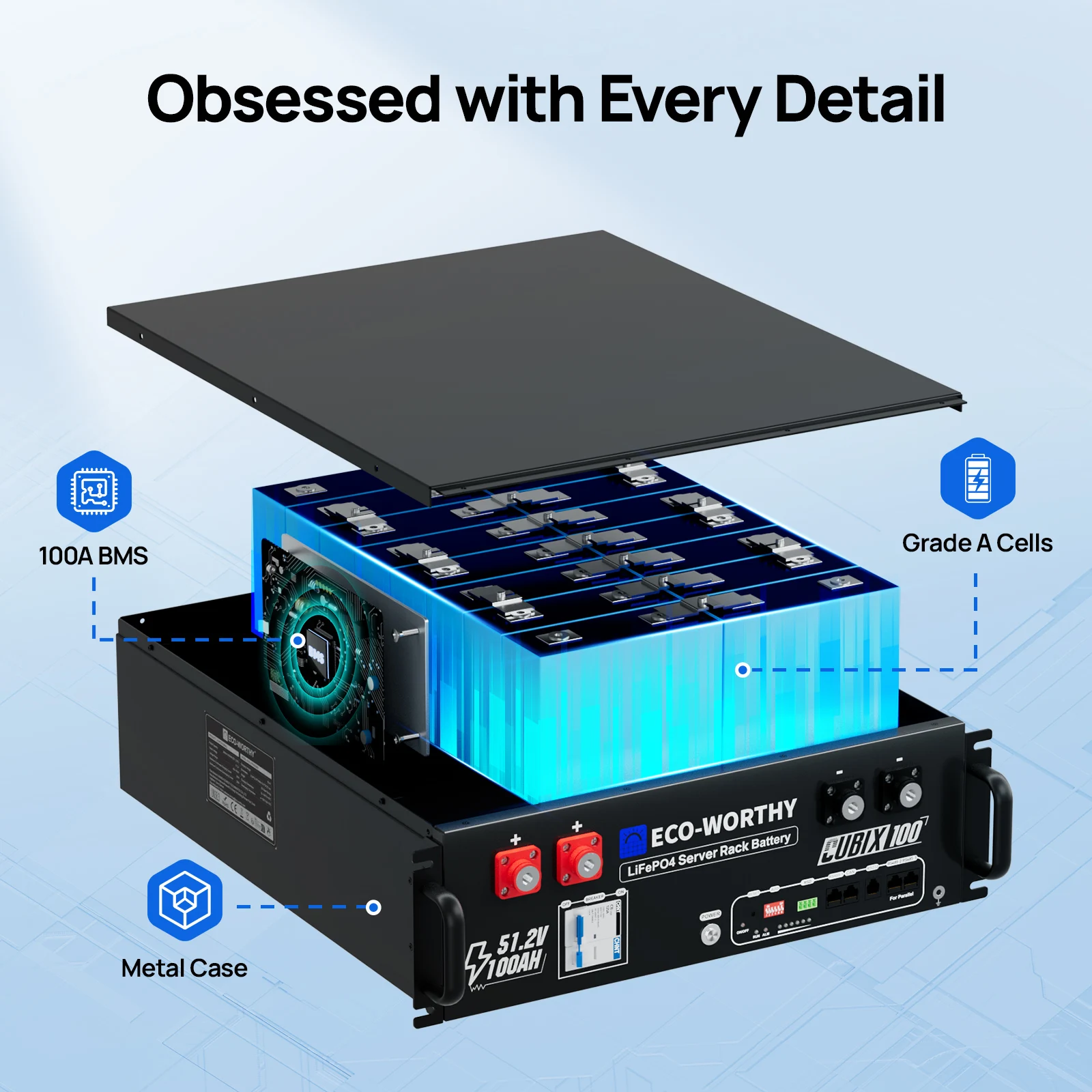 ECO-WORTHY 10240Wh 2Pack 48V 100AH Lithium Battery UL1973& UL9540A& CEC Listed
