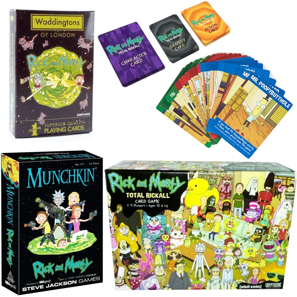 Rick and Morti Munchkin Gmae Cards TOTAL RICKALL Card Poker Board Games Playing Cards Waddingtons of LONDON Party Table Toys