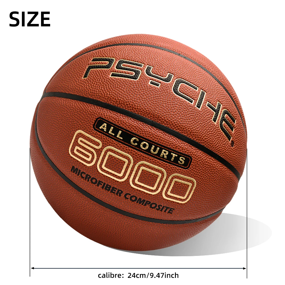PSYCHE Basketball Officiel Taille 7 - Cuir PU souple au toucher durable, antidérapant Idéal pour les jeux et l'entraînement quotidien