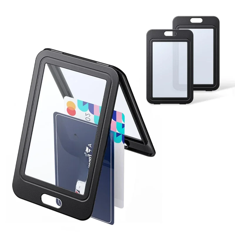 1 pièces en plastique Badge employé porte-Badge Double face Transparent rétractable porte-carte bureau personnel porte-Badge