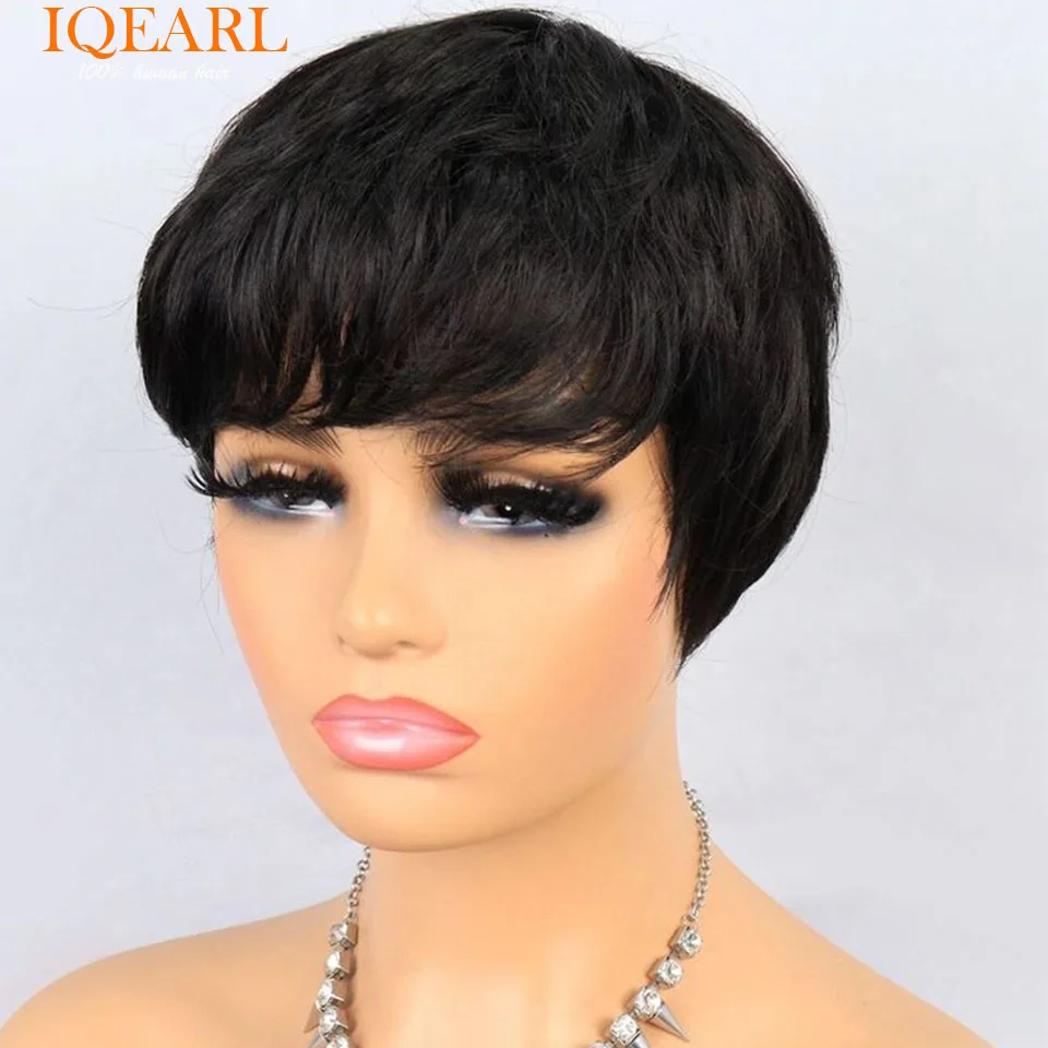 Highlight Platinum Pixie Cut Wigs Human Hair 99J Burgundy Short Bob Human Hair Wigs Brown Colored Full Machine Made Wigs