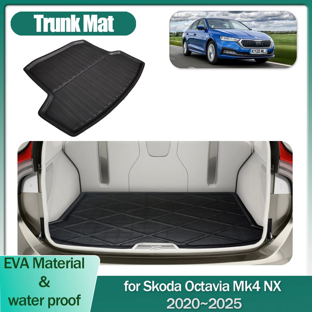 

Коврик в багажник автомобиля для Skoda Octavia Mk4 NX 2020 ~ 2025 2021, подкладка для багажника, напольный ковер, водонепроницаемый чехол, поднос, аксессуары