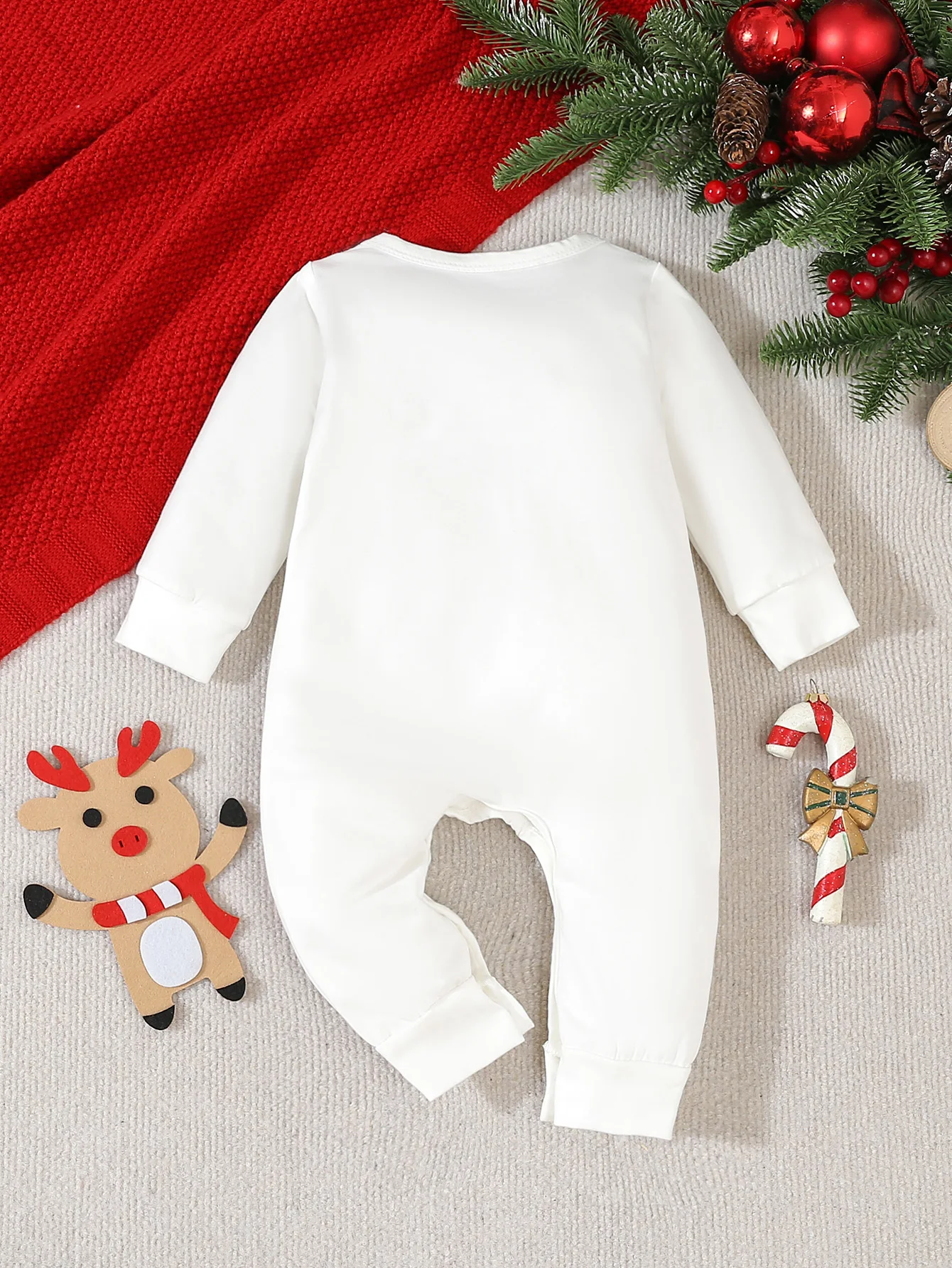 Christmas Newborn Baby Boys Girls Romper Cartoon Long Sleeve Jumpsuit Deer Printed Cotton Bodysuit Christmas Pajama Jumpsuit