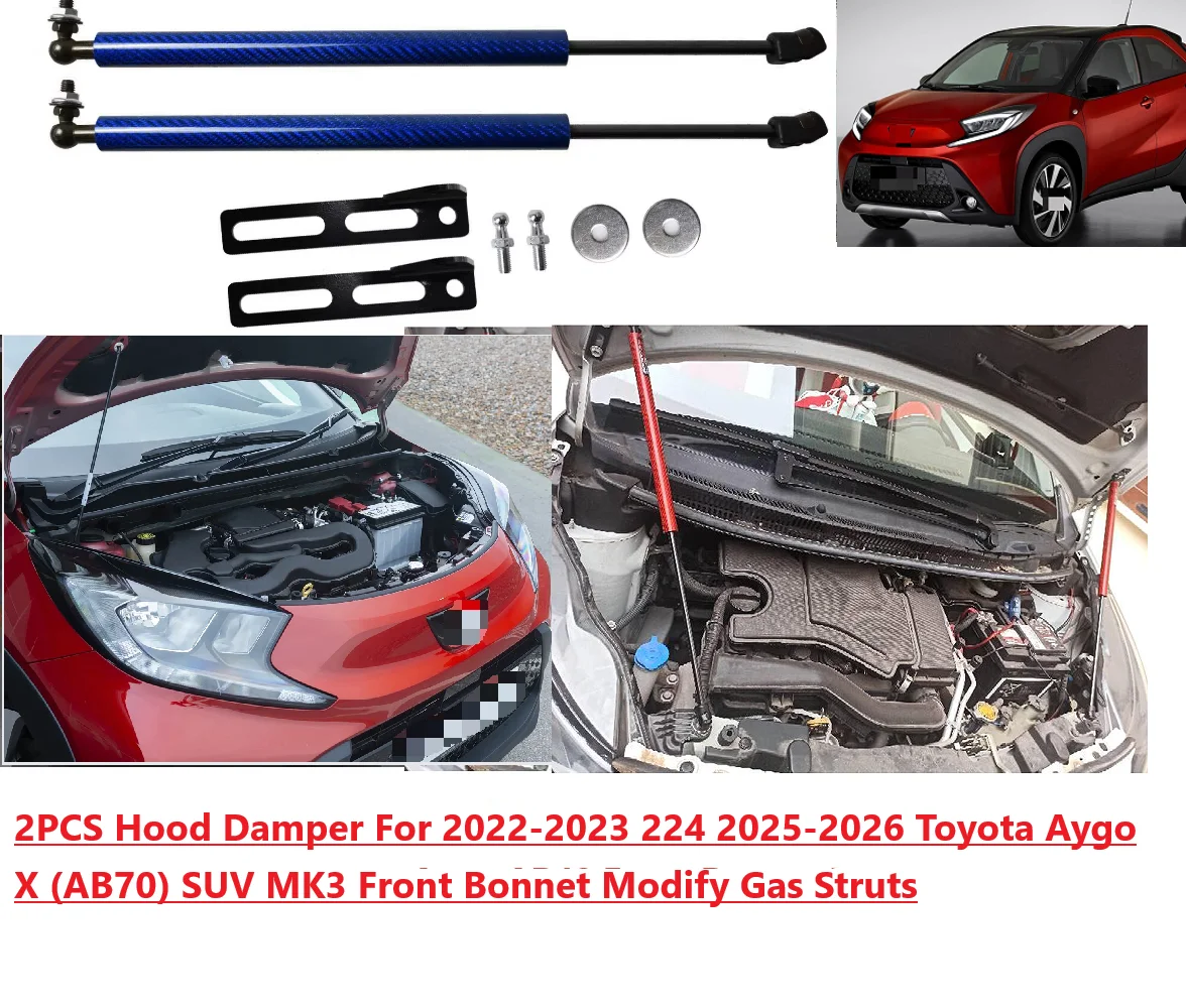 

2PCS Hood Damper For 2022-2023 224-2026 Toyota Aygo X (AB70) SUV MK3 Front Bonnet Modify Gas Struts Lift Support Shock Absorber