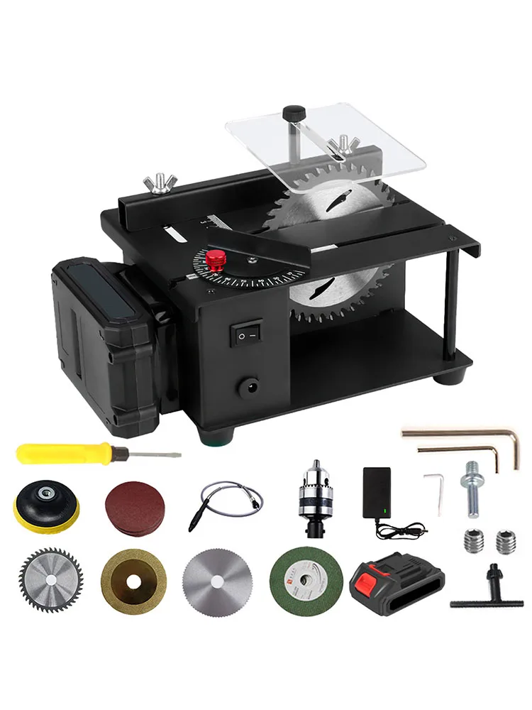 Mini-Tischkreissäge 23000 U/min Hochleistungs-Elektrotischkreissäge Kleine Schneidemaschine 0-90 Grad Schnittwinkel DIY Modell Holzbearbeitungs-Tischkreissäge