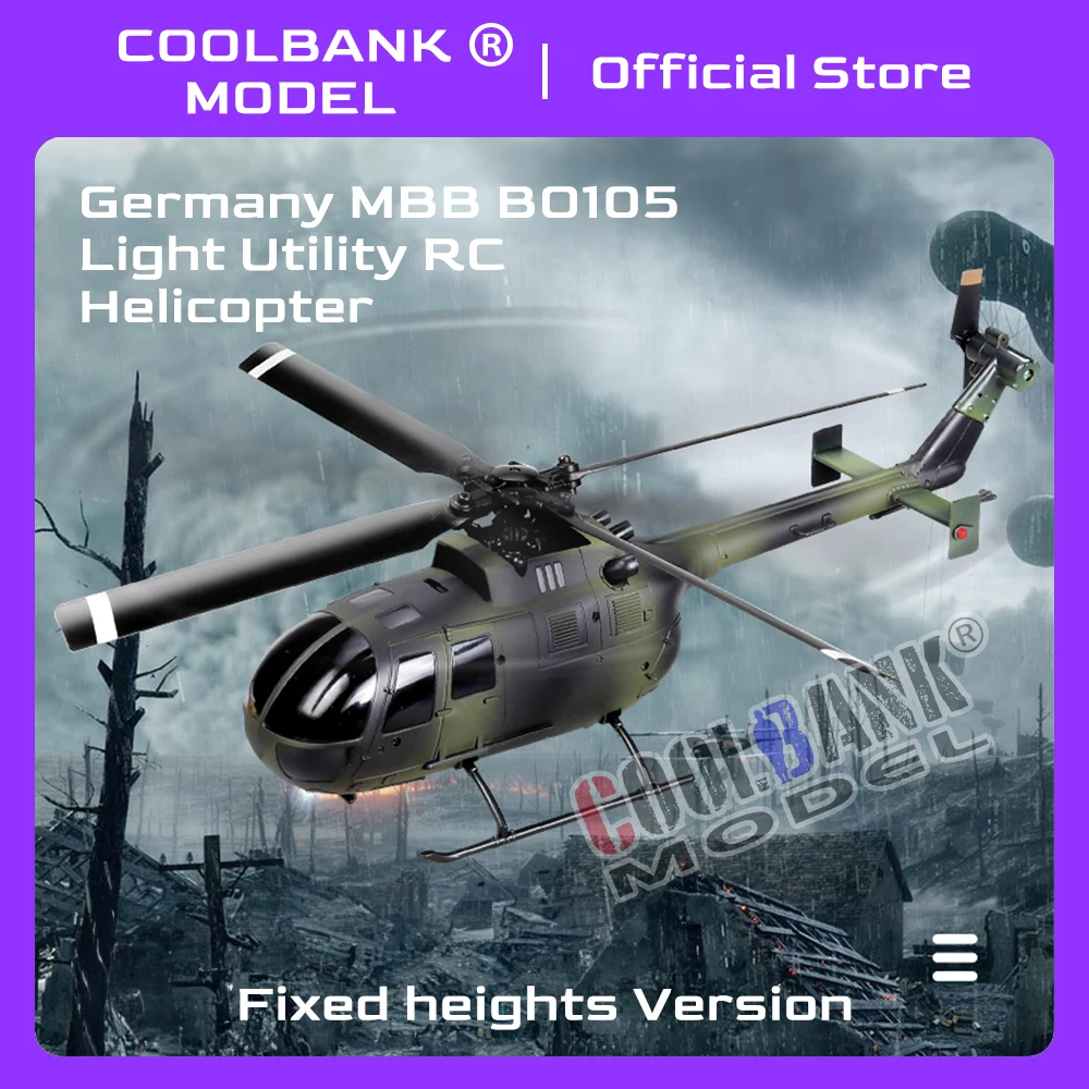 COOLBANK-Helicóptero elétrico RC ao ar livre, Alemanha MBB BO105, Helicóptero utilitário leve, Modelo militar, 2.4Ghz, 4CH Brinquedos de controle remoto