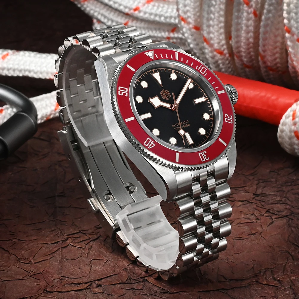 San Martin 2023 New BB 40mm Men Watch Luxury Sport Diver Fly Clasp Japan NH35 Automatic Mechanical Watches Jubilee BGW-9 SN0128